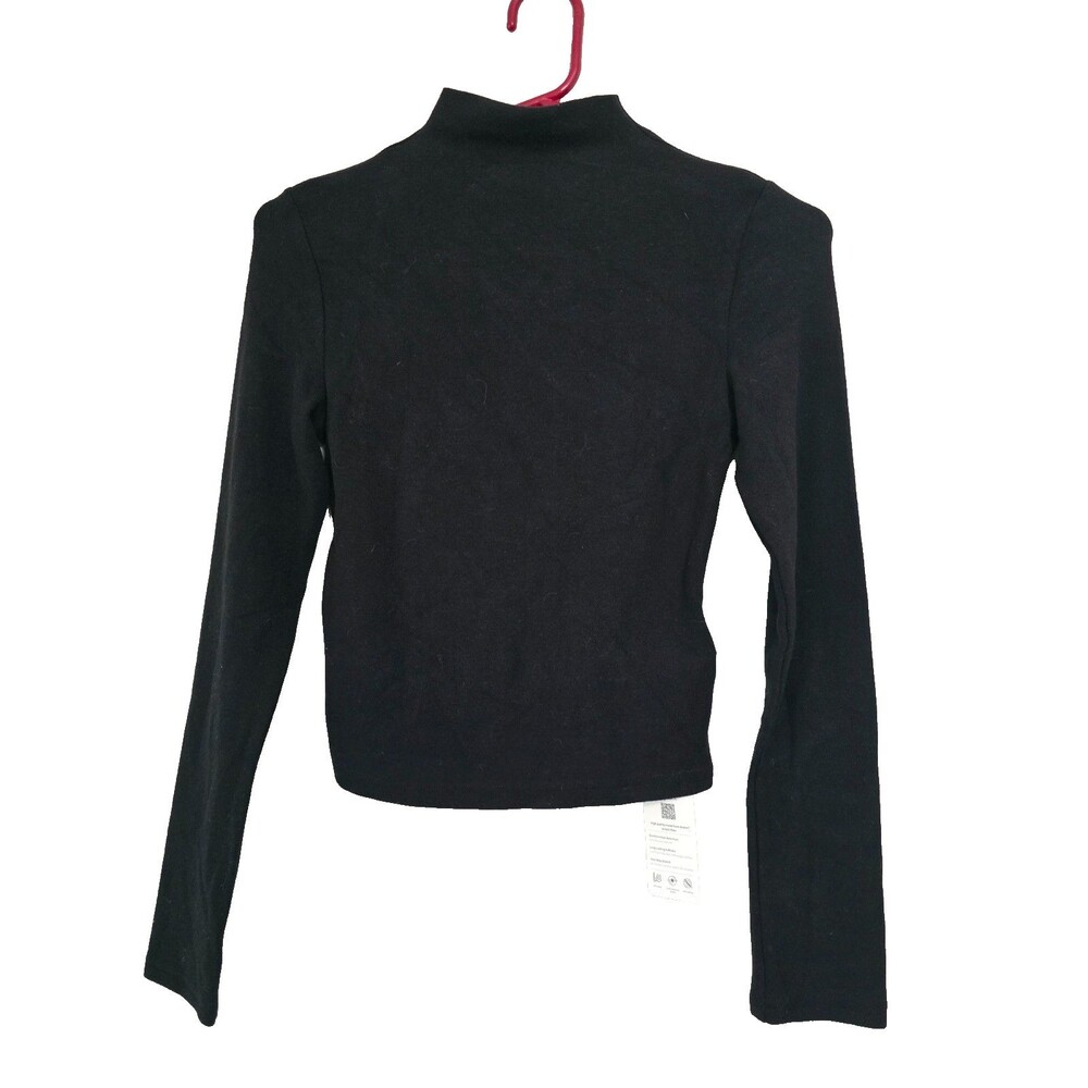 NWT OGL Small Womens Black Mock Neck Top Stretch Minimalist NWT